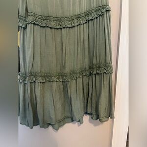 Pinkblush Olive Green Tiered Ruffle Women's Top